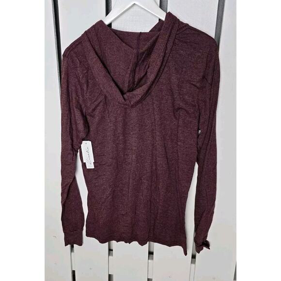 Kinetix Men's Soft Long Sleeve Hoodie Lightweight Stretch Tee Wine Red Medium - Picture 2 of 8